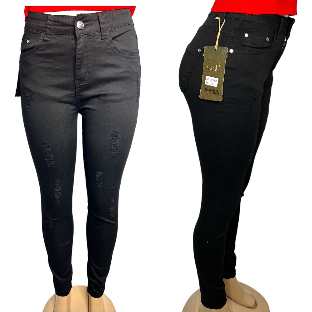 NWT Black Stretchy Women Pants Size S, M and L Skinny Ripped Jeans